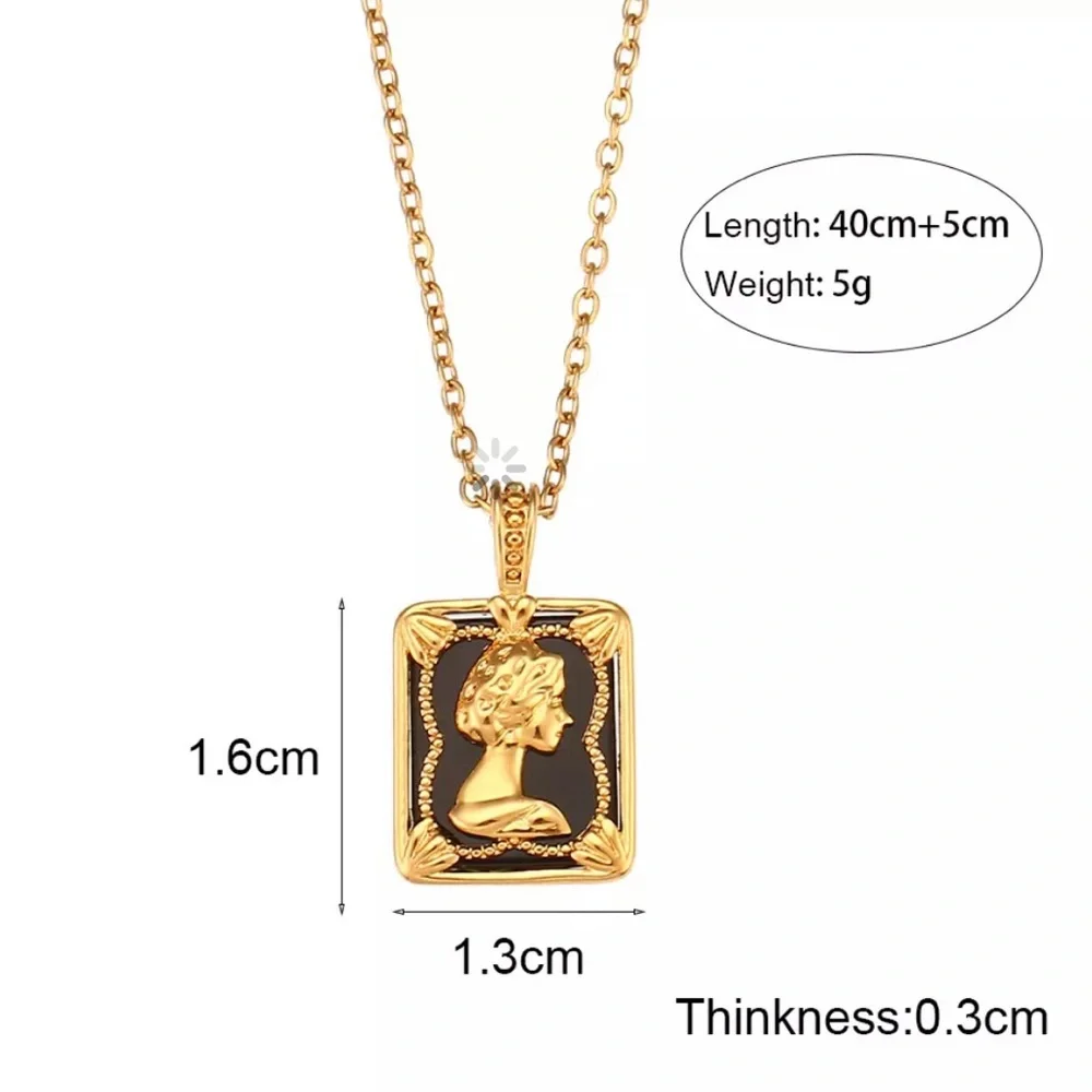 NEW QUEEN 18K GOLD SQUARE PENDANT NECKLACE, NICE NECKLACE, CUTE NECKLACE - Picture 6 of 6